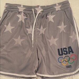KITH x USA Star-Patterned Athletic Shorts preowned size Large Olympics